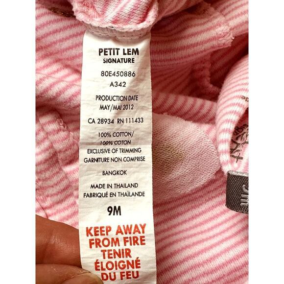Petit Lem Pink Stripe One Piece Suite Girls Size 9M - Picture 5 of 6